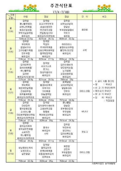 식단표